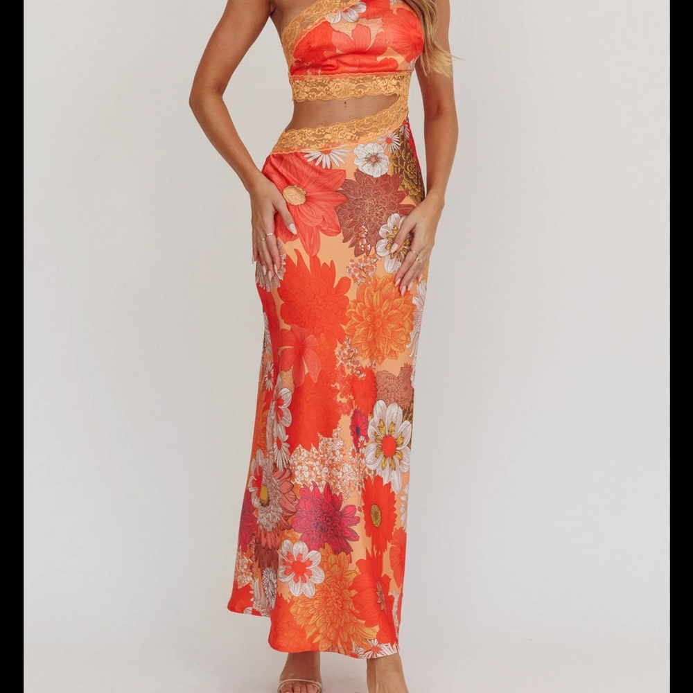 Mahli One-Shoulder Cut-Out Maxi Dress Floral